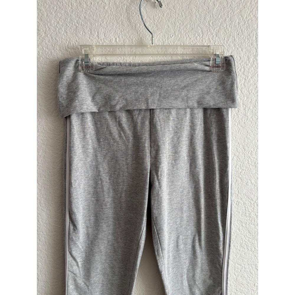 Forever 21 Lounge Pants S Heather Gray Flare Side Stripe Foldover Waist - Picture 2 of 7